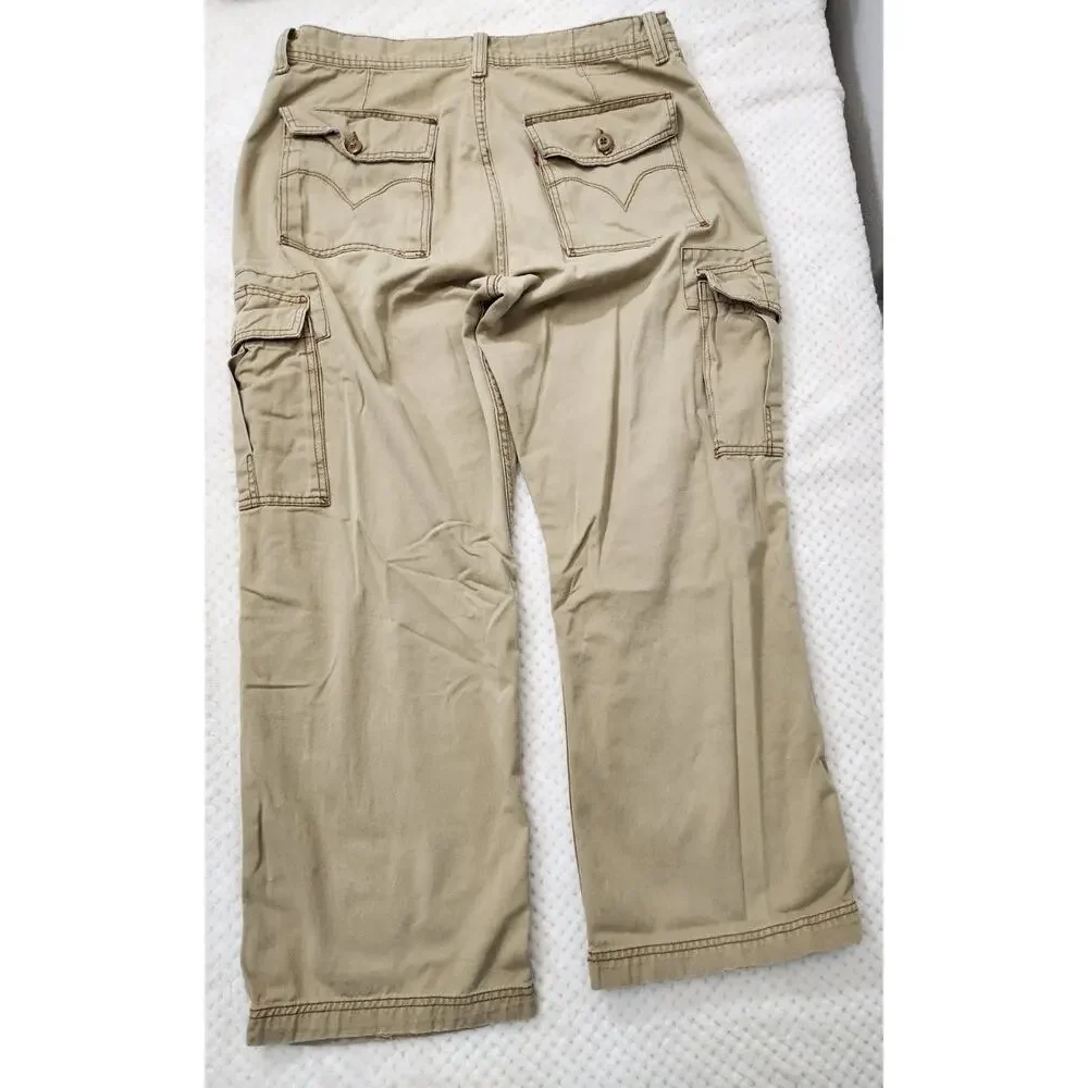 Levis Cargo Pants Mens 36x30 Khaki Utility Loose Straight Distressed Y2K